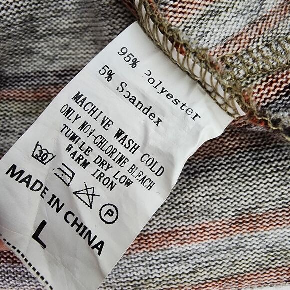 Sunshine & Rodeos Hoodie Women Large Striped Tunic Elbow Patches Pockets Western - Picture 9 of 9